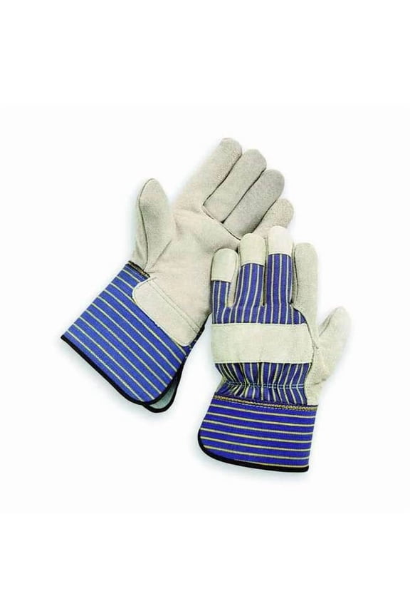 Leather Gloves, Cowhide, Gauntlet Cuff, Wing Thumb, Full Finger, Gray, S, 1 PR 2MDD3