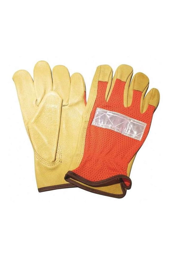Leather Gloves,Hi-Vis Orange,XL,PR 48WU12