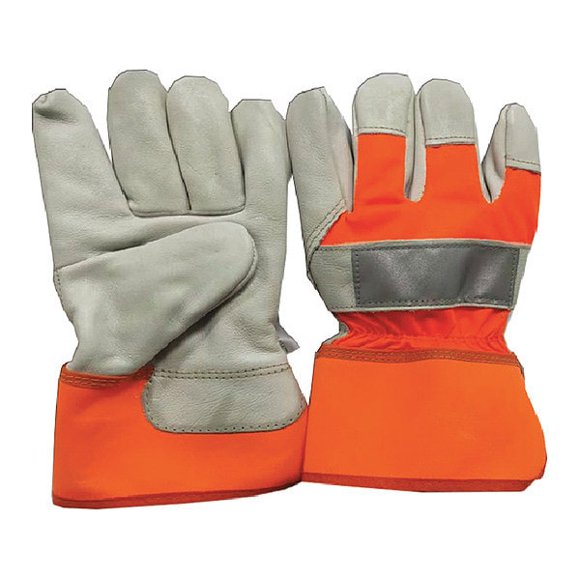 Condor Leather Gloves,White/Hi-Vis Orange,L,PR 48WT90