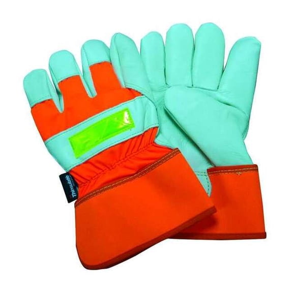 Condor Leather Glvs,White/Hi-Vis Orange,2XL,PR 48WT92