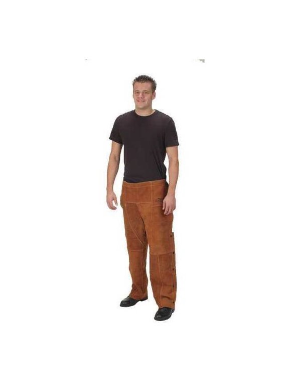 Welding Chaps, Brown, Leather, Universal 4KXH6