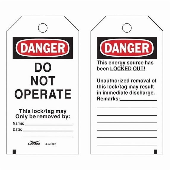 Condor Lockout Tag,Rectangle,5-3/4" H,3" W,PK25 CNDR-51511-6