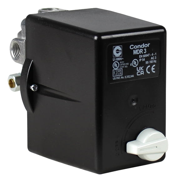 Condor MDR3/11 105-135 PSI 4 Port Pressure Switch Adjustable Overload 1/4" FNPT