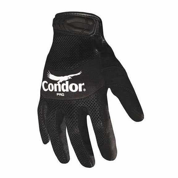 Mechanics Gloves, Synthetic Leather Palm, 2XL, Black 42LA04