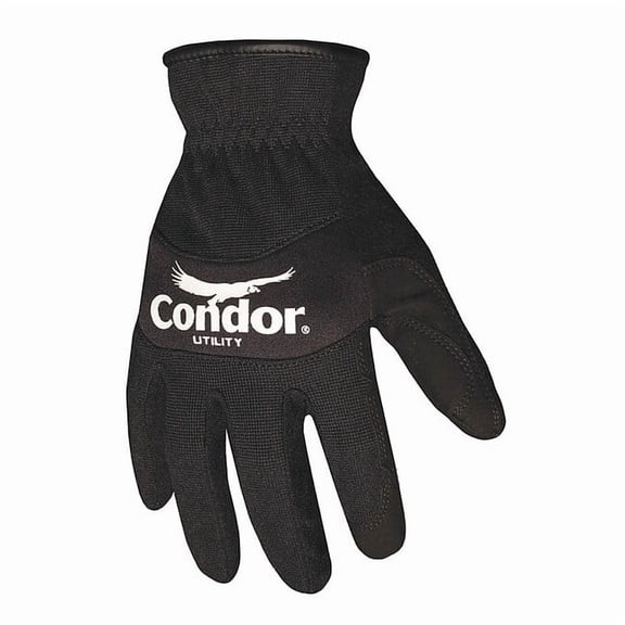 Condor Mechanics Gloves, Synthetic Leather Palm, 2XL, Black 42LA09