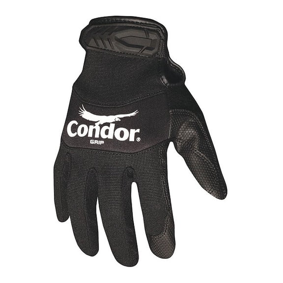 Condor Mechanics Gloves, Bicast Leather Palm, 2XL, Black 42KZ63