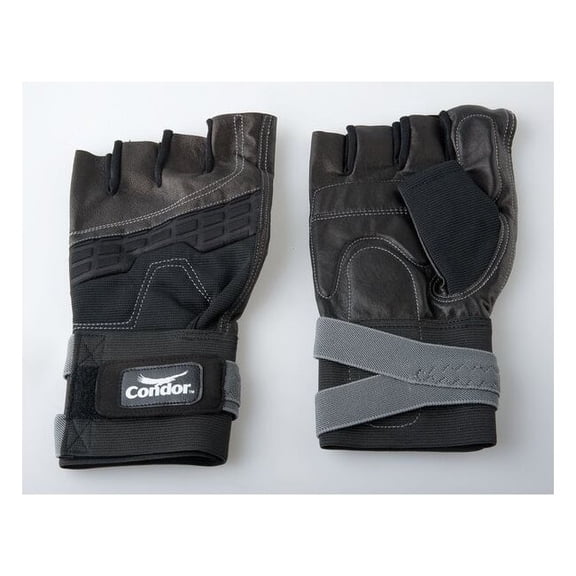 Condor Anti-Vibration Gloves,L,Black/Silver,PR 1EC83