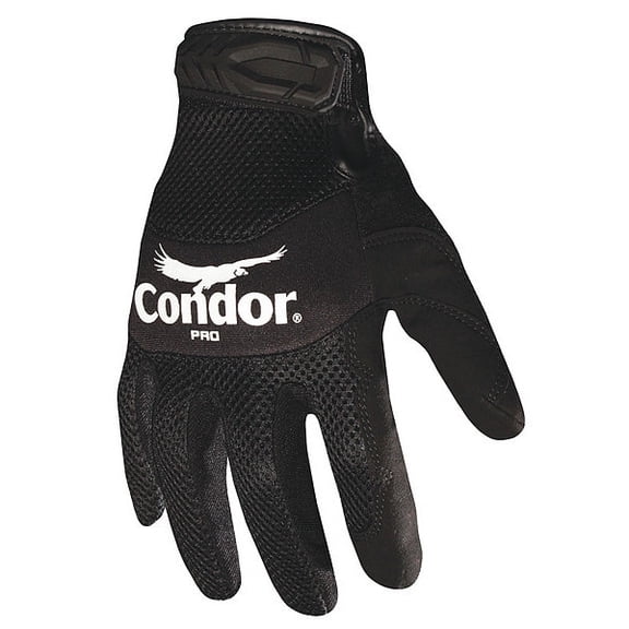 Condor Mechanics Gloves, Synthetic Leather Palm, S, Black 42KZ99