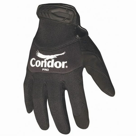 Condor Mechanics Gloves, Synthetic Leather Palm, Neoprene Back, XL, Black 42KZ77