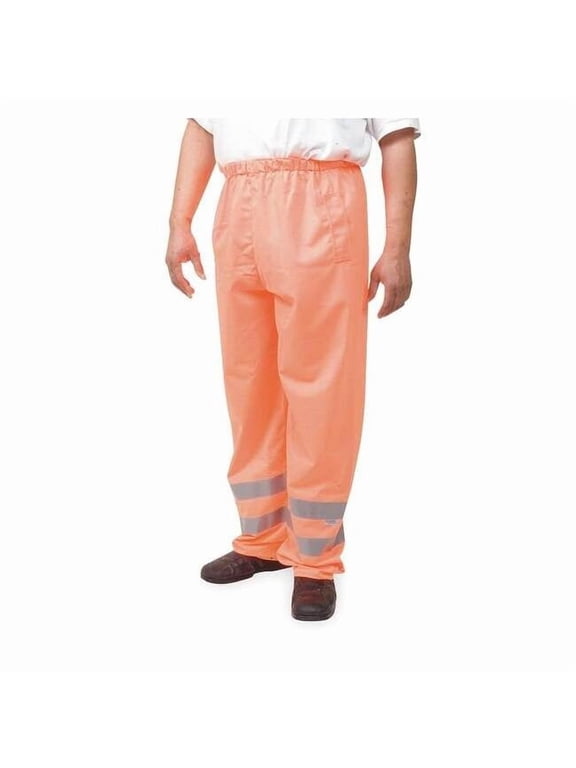 Men's Reflective Safety Over Pants, 3XL, Orange, Polyester 1YAV7