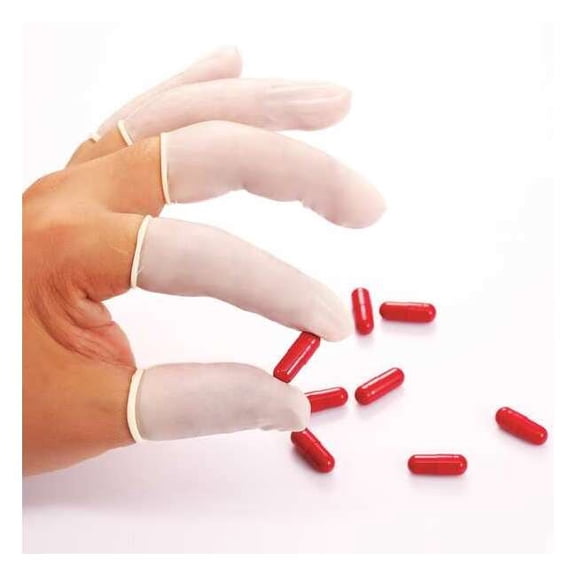 Condor Finger Cots, Latex, 3 mil Thickness, White, L, 1440 PK 30D249