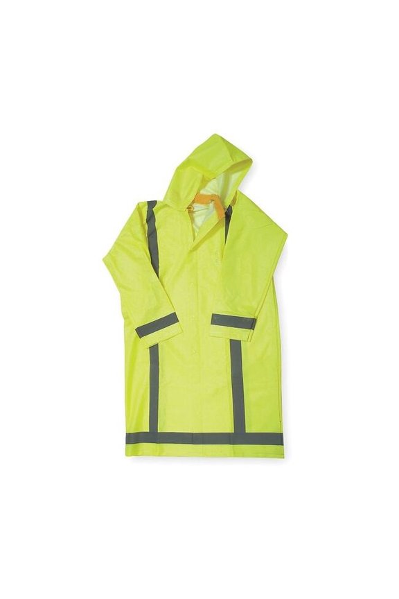 Hi-Vis Rain Jacket, PVC, Class 3 Green, 2XL 4GE76