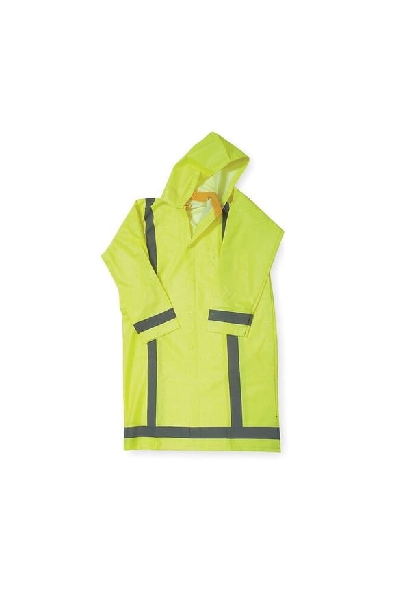 Hi-Vis Rain Jacket, PVC, Class 3 Green, 3XL 4GE77