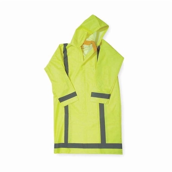 Hi-Vis Rain Jacket, PVC, Class 3 Green, M 4GE73