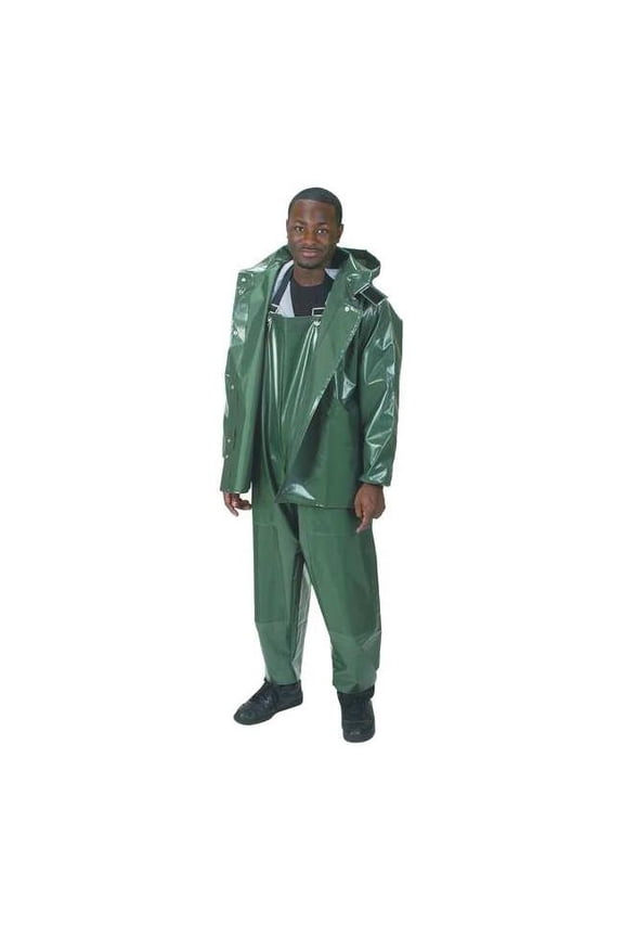 Rain Jacket w/ Detachable Hood,Green,XL 4PCL7