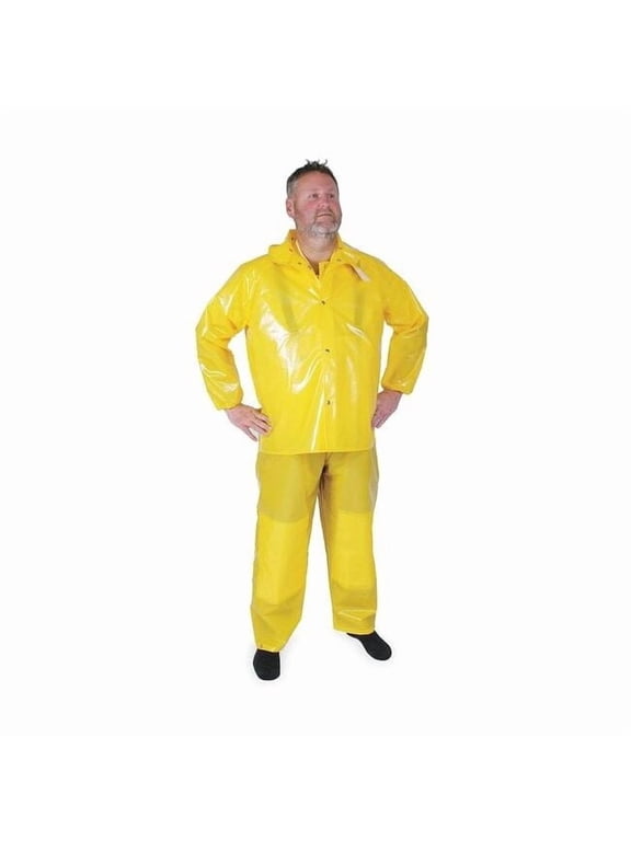 Rain Jacket w/Detachable Hood,Yellow,2XL 4PCK3