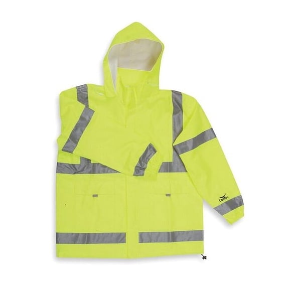 Manufacturer Varies Rain Jacket Hood,Hi-Vis YelloGreen,2XL 5KE93