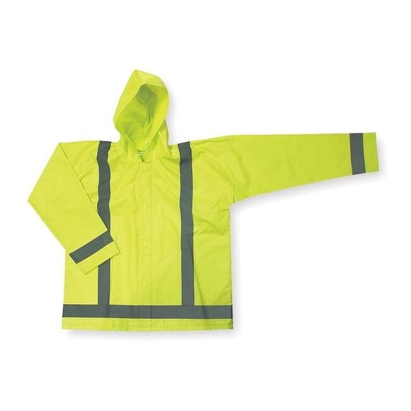 Condor Hi-Vis Rain Jacket, Polyester, Class 3 Green, XL 4GE65