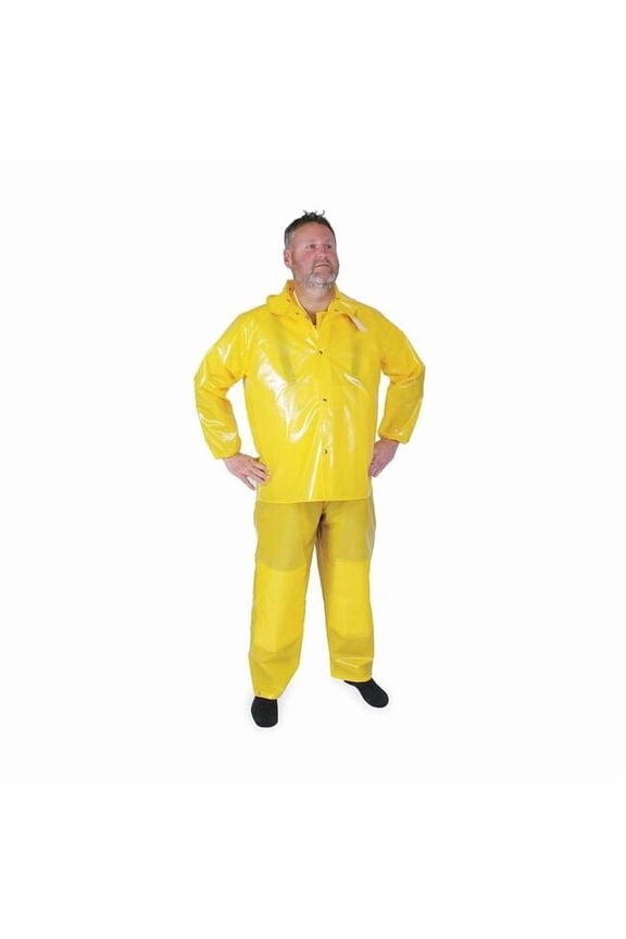 Rain Jacket w/ Detachable Hood,Yellow,L 4PCK1