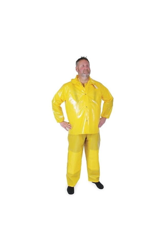 Rain Jacket w/ Detachable Hood,Yellow,XL 4PCK2
