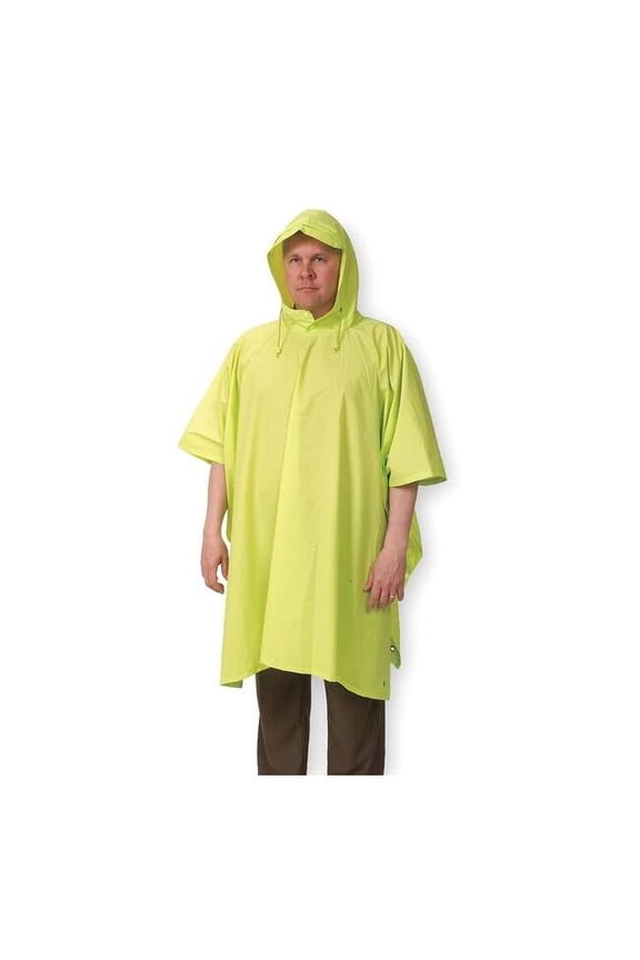 Rain Poncho,Reusable,Yellow/Green,50" L 1EJY2