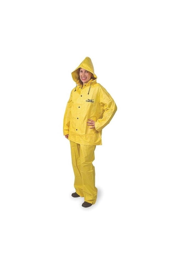 Rain Suit,Jacket/Bib,Unrated,Yellow,L 4T226