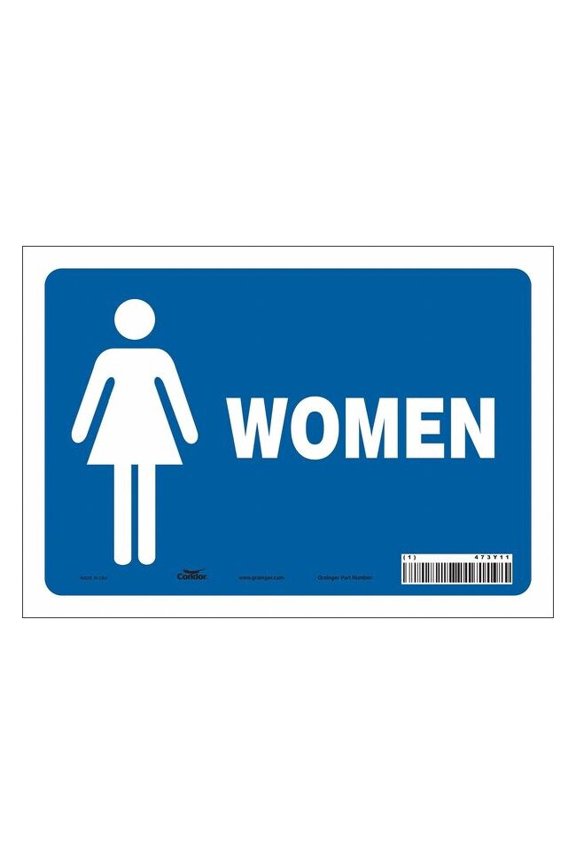 Restroom Sign,10" W,7" H,0.004" Thick 473Y11