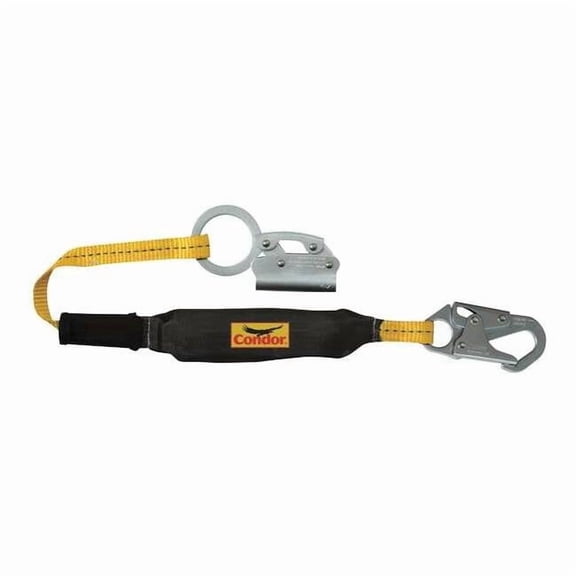 Rope Grab with Lanyard, Steel, 310 lb, Yellow/Black, For Rope Size: 5/8 in G8353LT