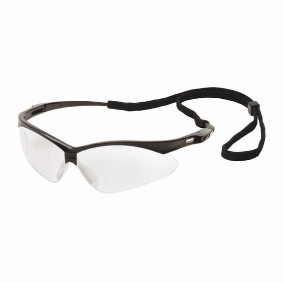 Safety Glasses, Agitator Series, Anti-Scratch, Wraparound, Black Half-Frame, Clear Lens