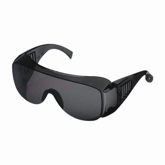 Safety Glasses, Visitor Series, Anti-Scratch, Frameless, OTG, Gray Frame, Gray Lens 4JND6