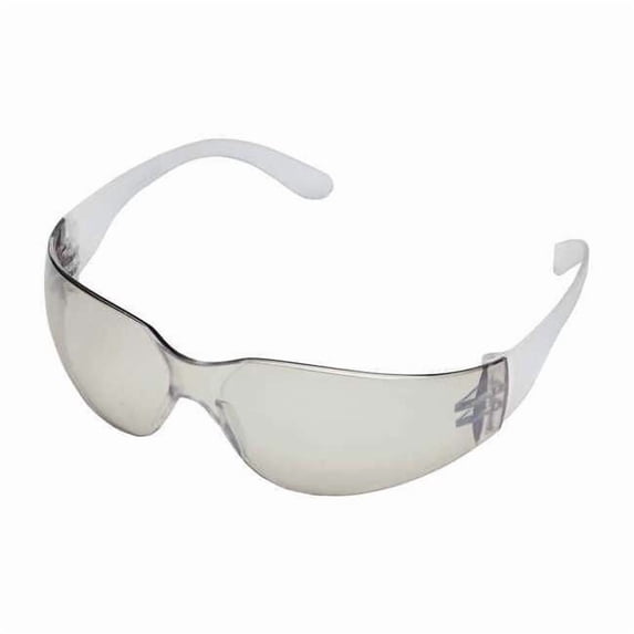 Safety Glasses, V, Scratch-Resistant, Wraparound, Frameless, Clear Frame, Gray Lens