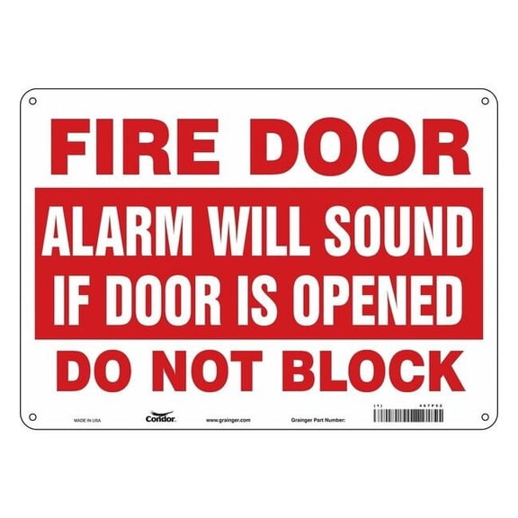 Condor Safety Sign Emergency Exit, Aluminum, 14 in W, 10 in H, White 467P52