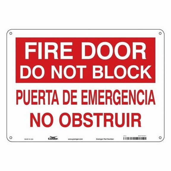 Safety Sign Emergency Exit, Polyethylene, 14 in W, 10 in H, White 467V91