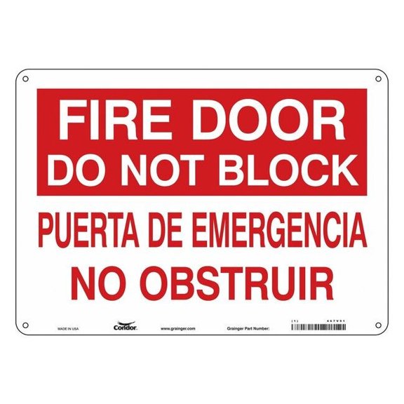 Condor Safety Sign Emergency Exit, Polyethylene, 14 in W, 10 in H, White 467V91