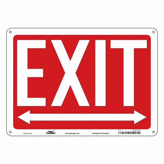 Condor Exit Sign, Plastic, 14" W, 10" H, EXIT, Red, White 480L68