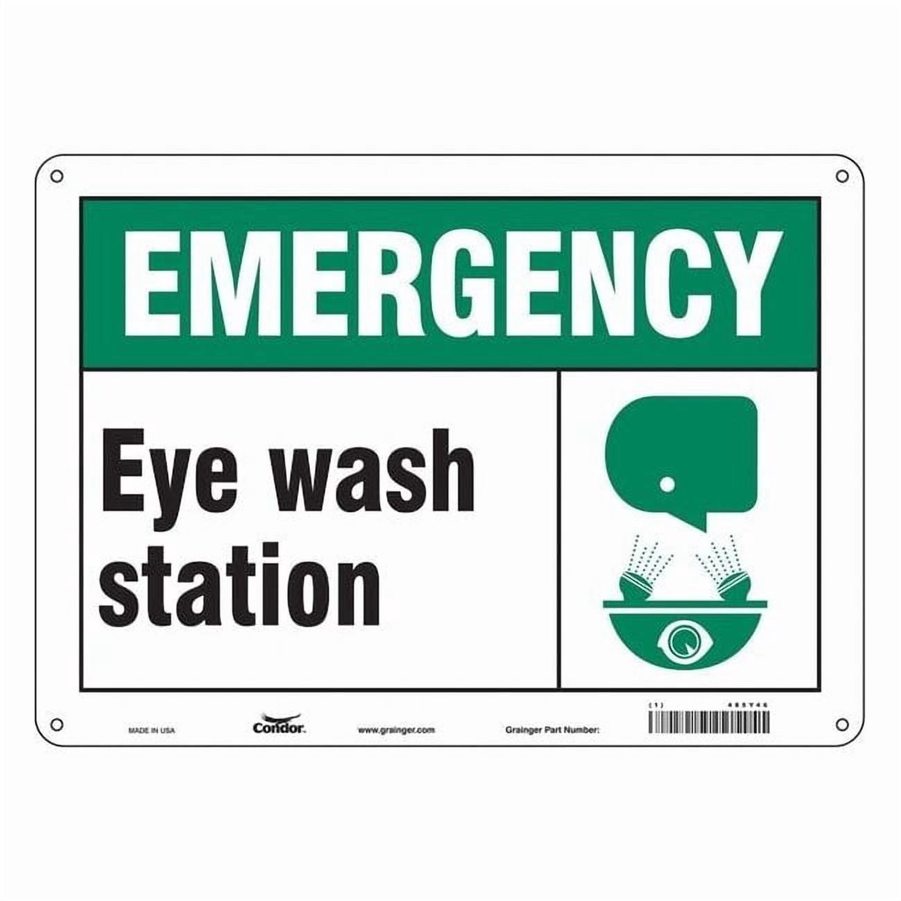 EYE WASH STATION, 14 in W x 10 in H, Horizontal Rectangle, Polyethylene, 485Y46 485Y46