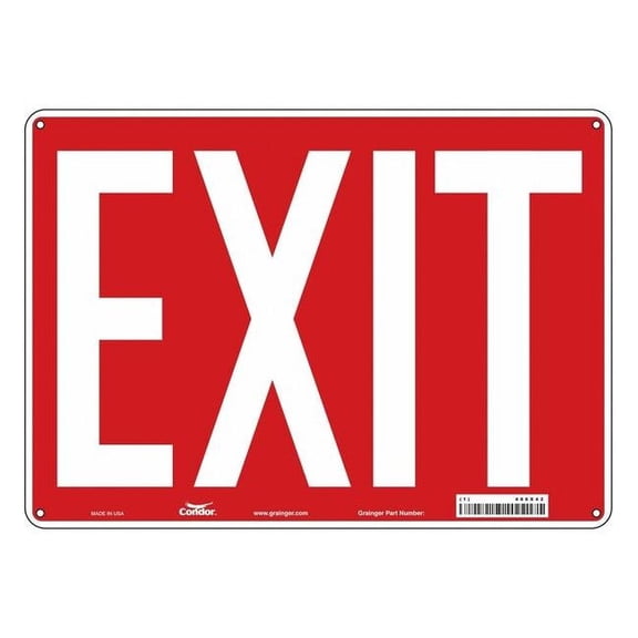 Condor Exit Sign, Plastic, 14" W, 10" H, Exit, Red 486X42