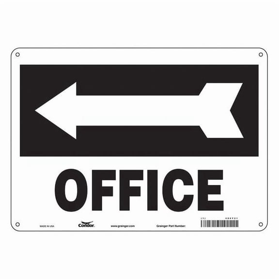 OFFICE, 14 in W x 10 in H, Horizontal Rectangle, Polyethylene, 486Y21 486Y21