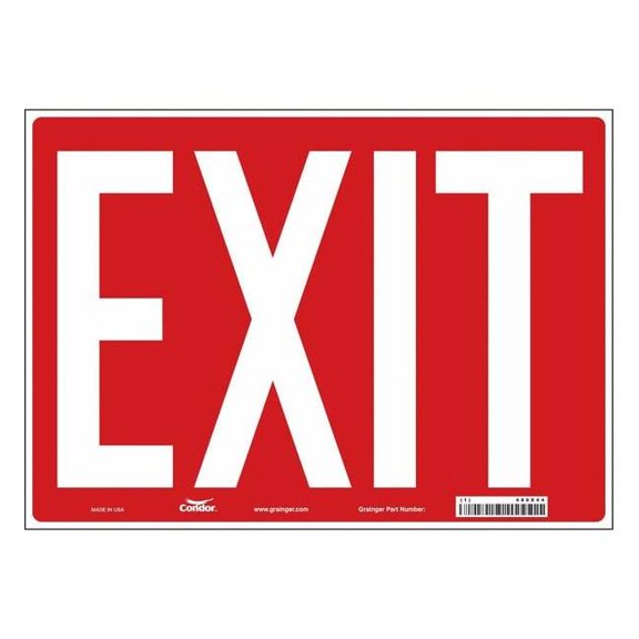 Condor Exit Sign, Vinyl, 14" W, 10" H, Exit, Red 486X44
