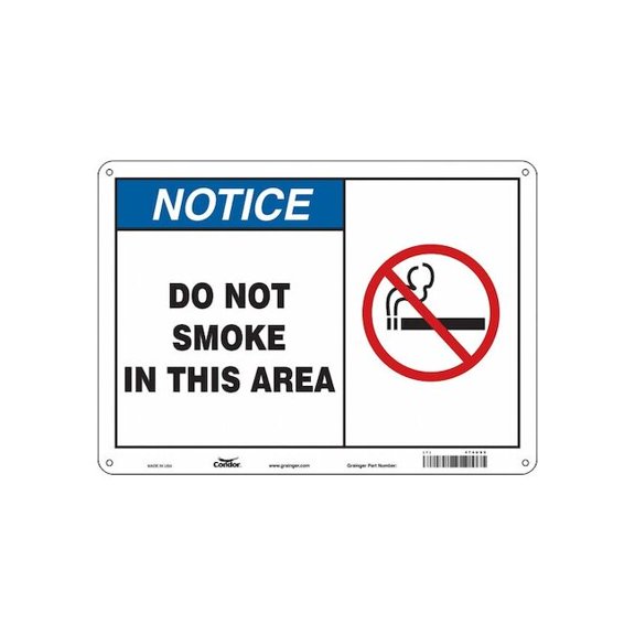 Safety Sign, 10" H, 14 in W, Horizontal Rectangle, English, 474U95