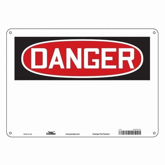 Condor Danger Sign, 14" W, 10" H, English, Aluminum, White 486V48