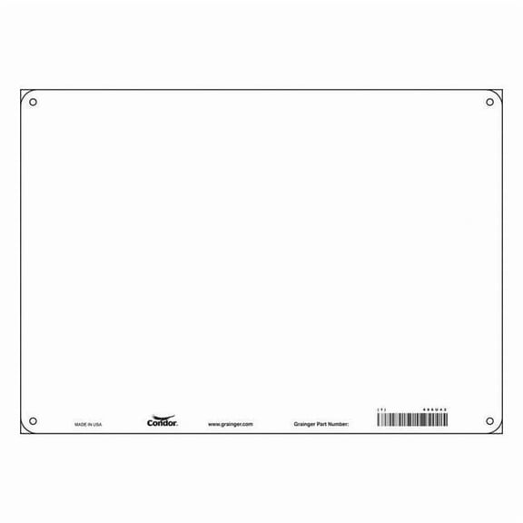 Condor Blank Sign, 14" W, 10" H, No Text, Aluminum, White 486U42