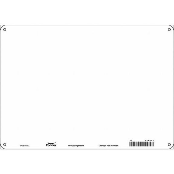 Condor Blank Sign, 14" W, 10" H, No Text, Aluminum, White 486U42
