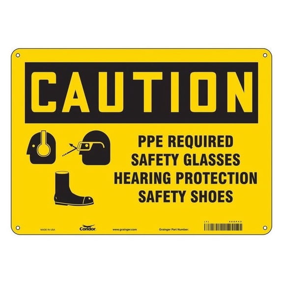 Safety Sign, 10 in Height, 14 in Width, Polyethylene, Horizontal Rectangle, English, 468P43