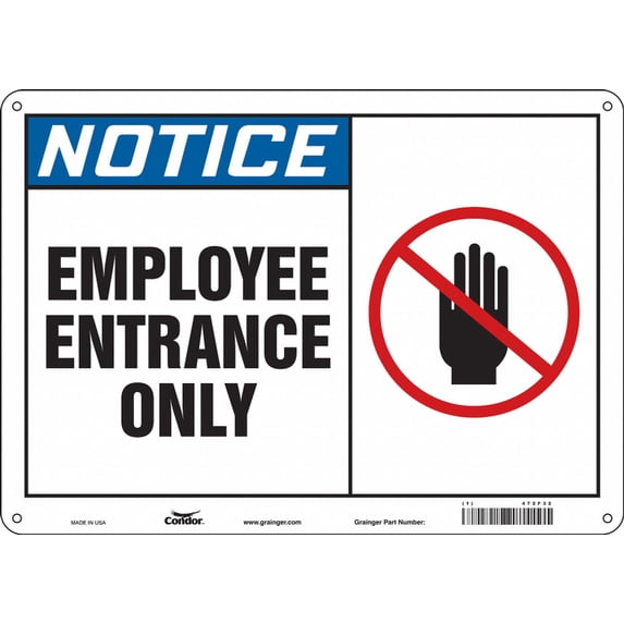 Condor Safety Sign,10 inx14 in,Polyethylene 472F32 472F32 ZO-G5357961