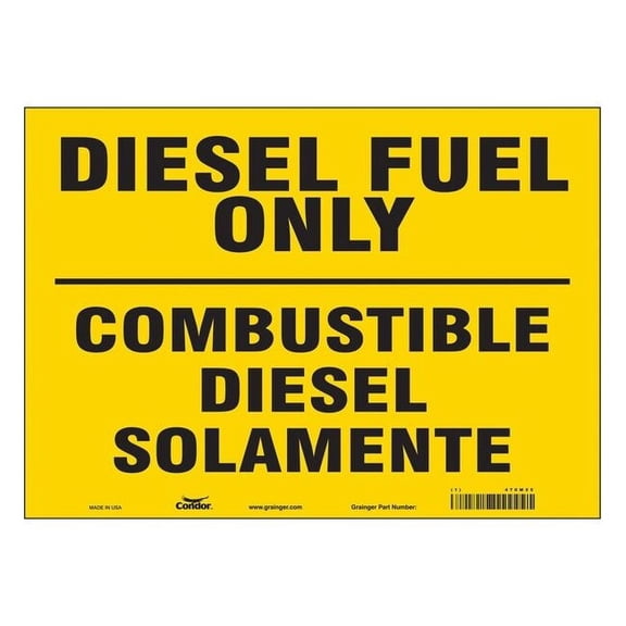 Safety Sign, 10 in H, 14 in W, Vinyl, Horizontal Rectangle, English, Spanish, 470M55 470M55