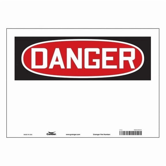 Condor Danger Sign, 14" W, 10" H, English, Vinyl, White 486V60