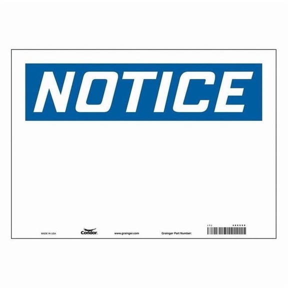 Condor Notice Sign, 14" W, 10" H, English, Vinyl, White 486V98