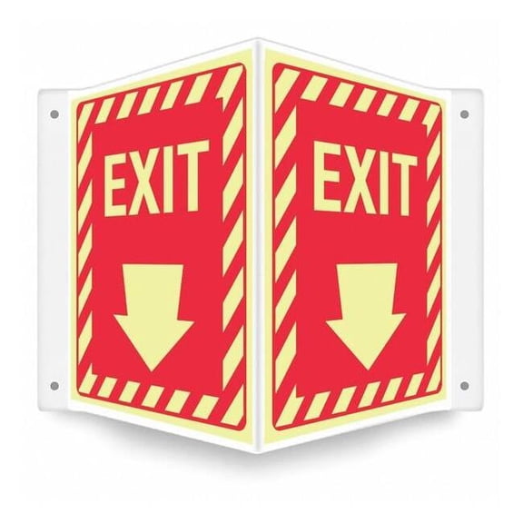 Condor Exit Sign, Plastic, 14" W, 12" H, Exit, Red 480Y64