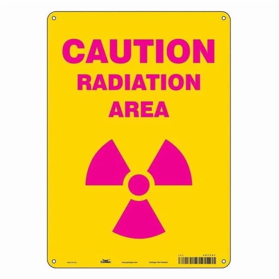 Radiation Safety Sign, 14 in H, 10 in W, Aluminum, Vertical Rectangle,451Y67 451Y67